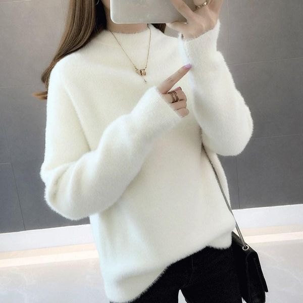 fashion cashmere blended knitted sweater women autumn winter turtleneck pullovers female long sleeve solid women's sweaters, White;black
fashion cashmere blended knitted sweater women autumn winter turtleneck pullovers female long sleeve solid women's sweaters, White;black