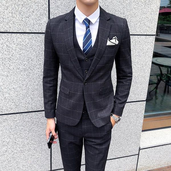 men's suits & blazers spot simple and fresh plaid suit three-piece self-cultivation professional work male, White;black
men's suits & blazers spot simple and fresh plaid suit three-piece self-cultivation professional work male, White;black