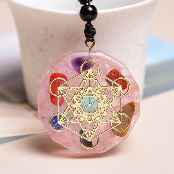 pendant necklaces ogen energy magic array natural pink crystal resin copper sticker seven pulse wheel, Silver
pendant necklaces ogen energy magic array natural pink crystal resin copper sticker seven pulse wheel, Silver