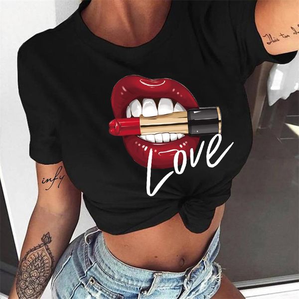 women's t-shirt cute printed black red lips and lipsticks fashion women love tshirt female tee shirt ladies casual clothes uc, White
women's t-shirt cute printed black red lips and lipsticks fashion women love tshirt female tee shirt ladies casual clothes uc, White