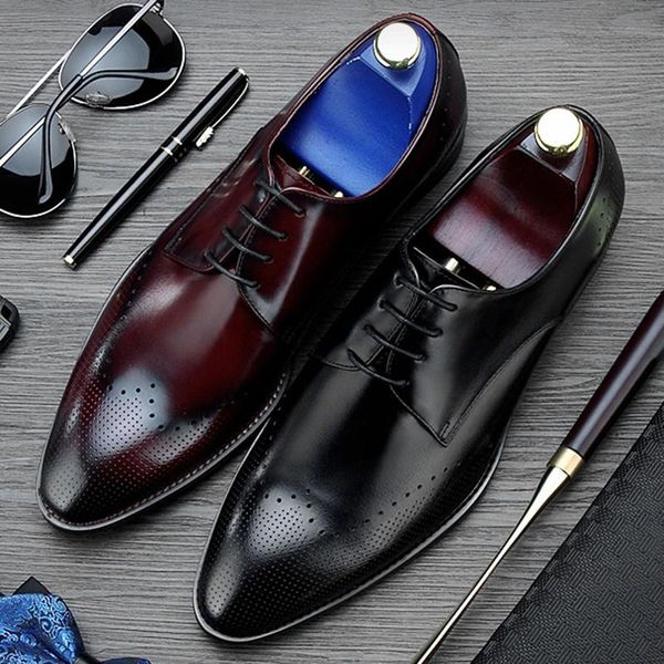 dress shoes 2021 summer style pointed toe handmade man formal genuine leather derby carved men's breathable brogue footwear ne55, Black
dress shoes 2021 summer style pointed toe handmade man formal genuine leather derby carved men's breathable brogue footwear ne55, Black