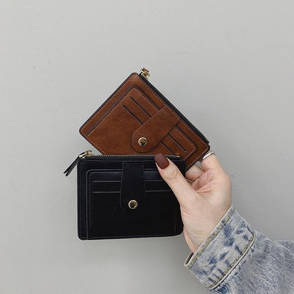 card holders short small wallet female simple zipper buckle holder multi-card bit change coin bag, Brown;gray
card holders short small wallet female simple zipper buckle holder multi-card bit change coin bag, Brown;gray