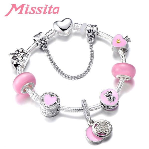 charm bracelets missita love heart series fashion bracelet with pink cat eye crown beads bangle for women jewelry brand anniversary gift, Golden;silver
charm bracelets missita love heart series fashion bracelet with pink cat eye crown beads bangle for women jewelry brand anniversary gift, Golden;silver