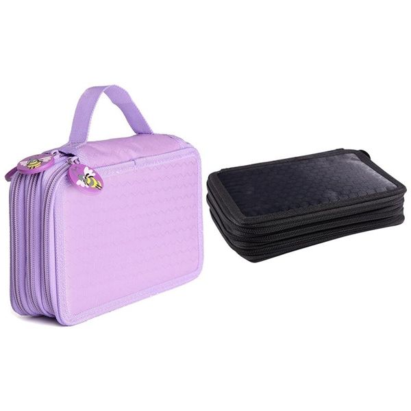 pencil bags 2x student pen case 3 layer oxford brush holder makeup pouch storage bag purple & black
pencil bags 2x student pen case 3 layer oxford brush holder makeup pouch storage bag purple & black