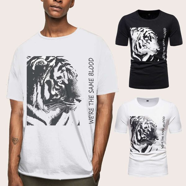 summer men's round neck short sleeve t-shirt tiger head print european loose half shirt, White;black
summer men's round neck short sleeve t-shirt tiger head print european loose half shirt, White;black