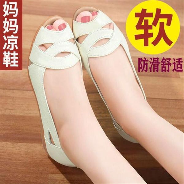 sandals women's fashion leather soft sole large size fish mouth light and comfortable casual women, Black 
sandals women's fashion leather soft sole large size fish mouth light and comfortable casual women, Black
