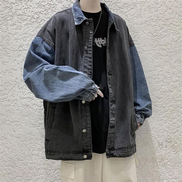 men's jackets men jacket spring autumn fashion trendy turn down collar outwear denim patchwork single-breasted wild loose clothing, Black;brown
men's jackets men jacket spring autumn fashion trendy turn down collar outwear denim patchwork single-breasted wild loose clothing, Black;brown