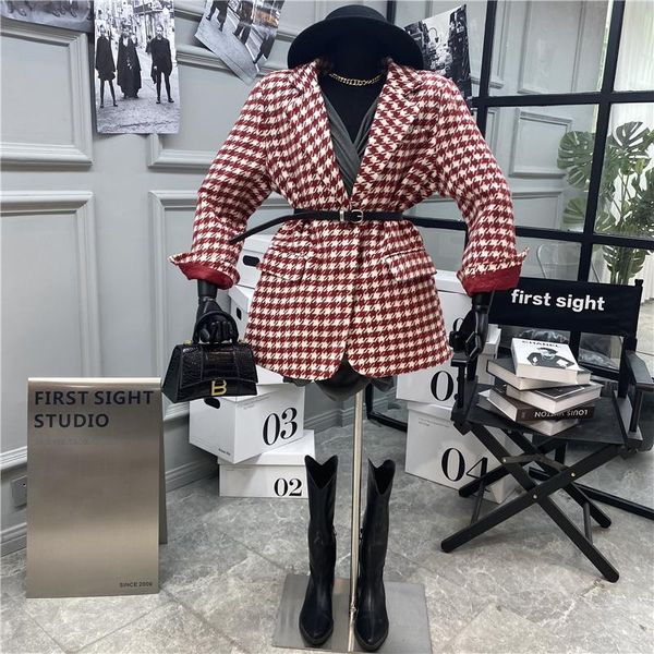 women's wool & blends 2021 fashion casual clothing medium length woolen coat retro plaid suit, Black
women's wool & blends 2021 fashion casual clothing medium length woolen coat retro plaid suit, Black