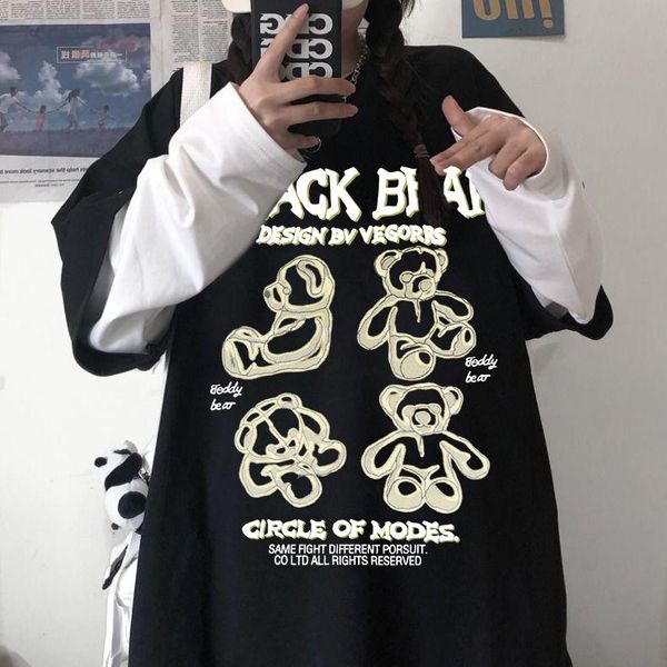 women's t-shirt harajuku female bear print 200s vintage oversized fashion casual hip-hop streetwear y2k cotton long sleeve top, White
women's t-shirt harajuku female bear print 200s vintage oversized fashion casual hip-hop streetwear y2k cotton long sleeve top, White