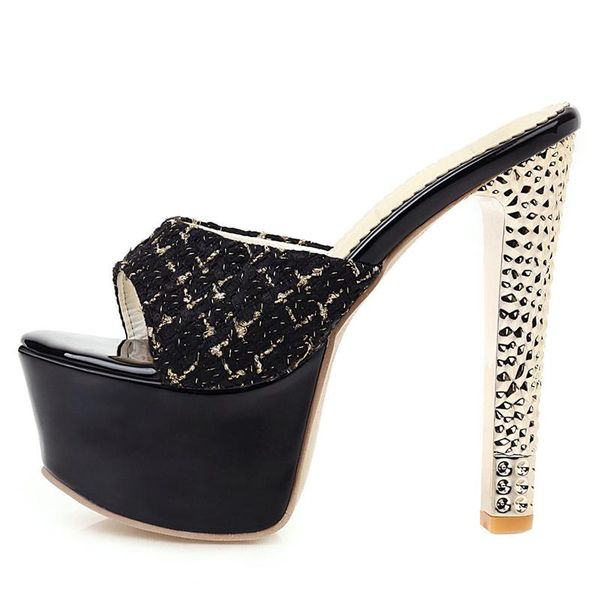 slippers extreme high heels 16cm women luxury stiletto platform slides summer mules shoes woman large size 45, Black
slippers extreme high heels 16cm women luxury stiletto platform slides summer mules shoes woman large size 45, Black