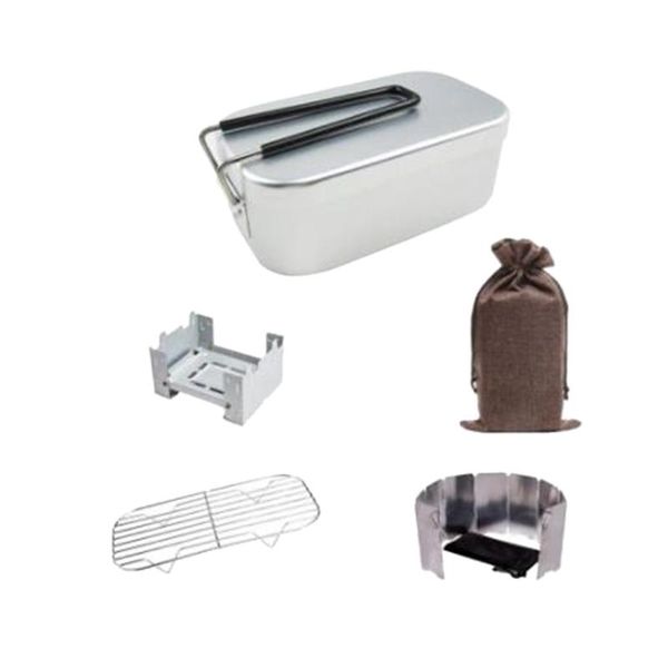 5-in-1 outdoor camping set with tableware aluminum bowl steaming rack pocket stove and windproof board dinnerware sets
5-in-1 outdoor camping set with tableware aluminum bowl steaming rack pocket stove and windproof board dinnerware sets