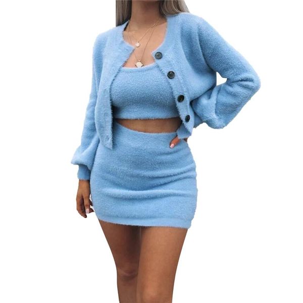 women's tracksuits xingqing women fleece 3 pcs sets spaghetti straps + mini skirt long sleeve buttons cardigan sweater two piece set, Gray
women's tracksuits xingqing women fleece 3 pcs sets spaghetti straps + mini skirt long sleeve buttons cardigan sweater two piece set, Gray