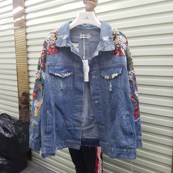 women's jackets european spring and autumn heavy industry beaded sequins frayed denim jacket coats women fashion streetwear 2021, Black;brown
women's jackets european spring and autumn heavy industry beaded sequins frayed denim jacket coats women fashion streetwear 2021, Black;brown