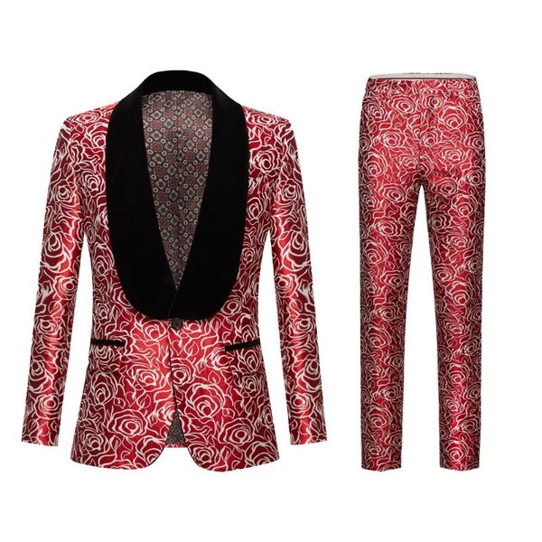 men's suits & blazers wholesale single button red and white rose pattern slim fit suit fashion business wedding, White;black
men's suits & blazers wholesale single button red and white rose pattern slim fit suit fashion business wedding, White;black