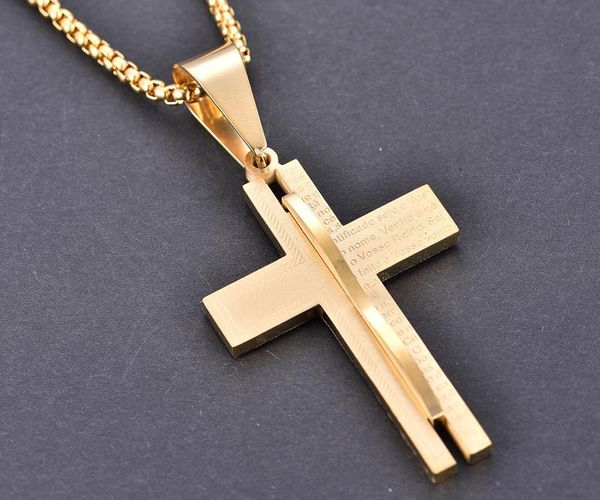 pendant necklaces cross border explosion titanium steel european and american fashion stainless scripture trend necklace, Silver
pendant necklaces cross border explosion titanium steel european and american fashion stainless scripture trend necklace, Silver