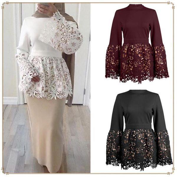 women's blouses & shirts wepbel women blouse muslim full sleeve lace hollow out floral flower solid color ramadan, White
women's blouses & shirts wepbel women blouse muslim full sleeve lace hollow out floral flower solid color ramadan, White