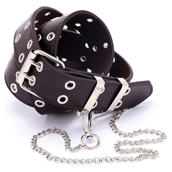 women punk chain fashion belt adjustable double row hole eyelet waistband with decorative belts, Black;brown
women punk chain fashion belt adjustable double row hole eyelet waistband with decorative belts, Black;brown