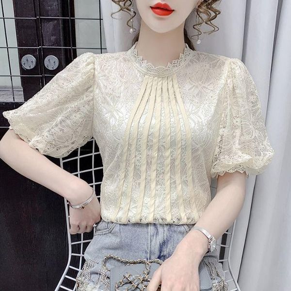 women's blouses & shirts lace hollow shirt 2021 summer style puff sleeve stand-up collar korean short-sleeved female celebrity top, White
women's blouses & shirts lace hollow shirt 2021 summer style puff sleeve stand-up collar korean short-sleeved female celebrity top, White