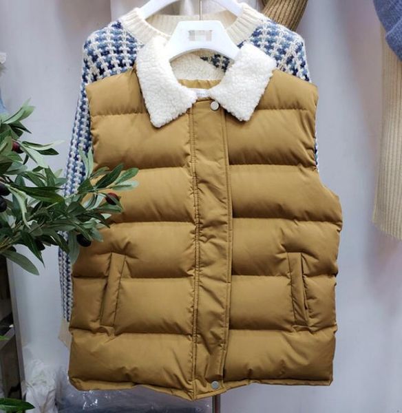 women's vests 2021 autumn winter lambs lapel waistcoat women short jacket down padded girls students fashion vest basic coats, Black;white
women's vests 2021 autumn winter lambs lapel waistcoat women short jacket down padded girls students fashion vest basic coats, Black;white