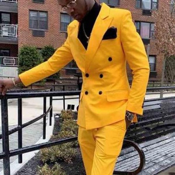men's suits & blazers custom made yellow double breasted wedding ropa hombre for men slim fit two pieces groom tuxedo peaked lapel male, White;black
men's suits & blazers custom made yellow double breasted wedding ropa hombre for men slim fit two pieces groom tuxedo peaked lapel male, White;black