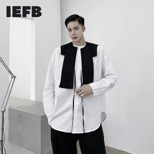 iefb men's wear design contrast color shawl o-neck large size white shirt male loose fashion long sleeve shirts 9y3383 210524, White;black
iefb men's wear design contrast color shawl o-neck large size white shirt male loose fashion long sleeve shirts 9y3383 210524, White;black