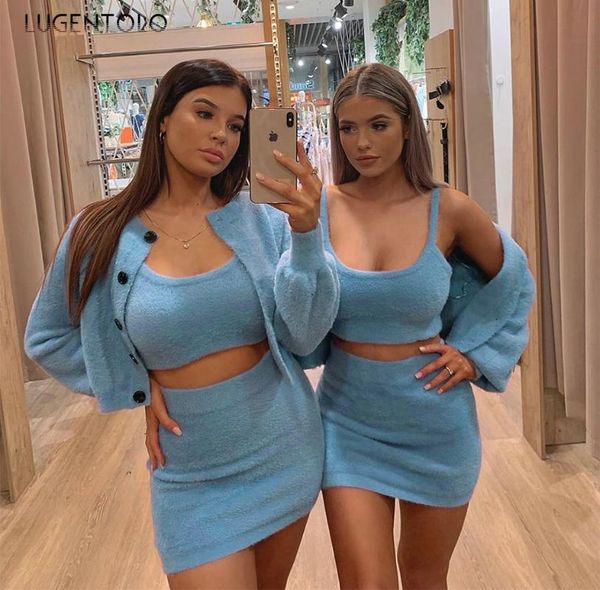 women's tracksuits lugentolo women three-piece set autumn slim-fit spaghetti strap long sleeve cardigan jacket short skirt lady sol, Gray
women's tracksuits lugentolo women three-piece set autumn slim-fit spaghetti strap long sleeve cardigan jacket short skirt lady sol, Gray