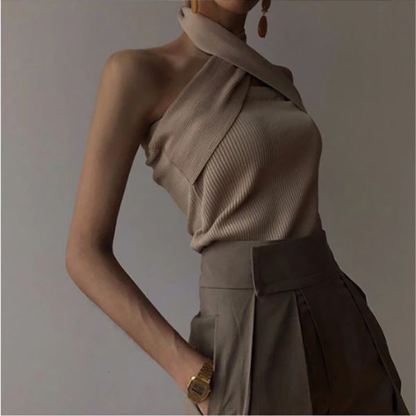 women's knits & tees fashion show summer backless sleeveless hollow hanging neck women's sweater mcaw, White
women's knits & tees fashion show summer backless sleeveless hollow hanging neck women's sweater mcaw, White