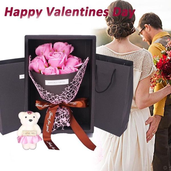 set 7pcs rose soap flower bouquet with gift box and teddy bear plush doll wedding valentine's day event gifts roses flowers decorative
set 7pcs rose soap flower bouquet with gift box and teddy bear plush doll wedding valentine's day event gifts roses flowers decorative