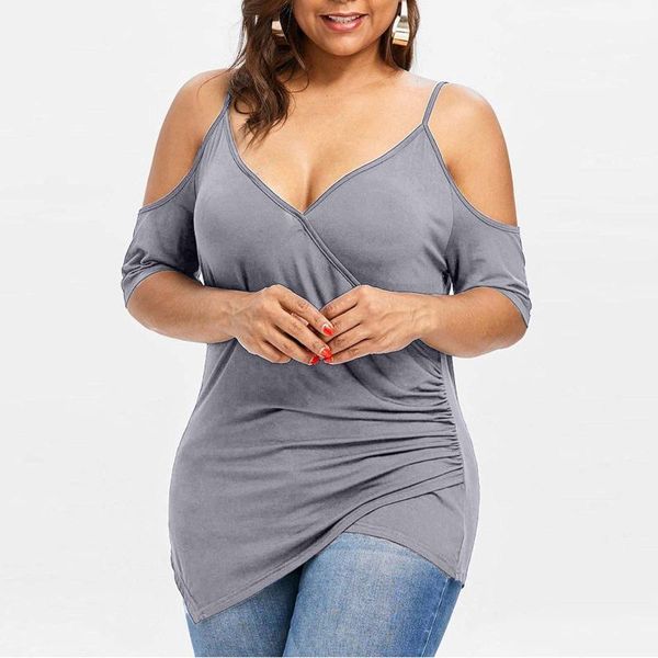 women's t-shirt t shirt womens plus size cutout asymmetric cold shoulder solid color t-shirts clothing camiseta, White
women's t-shirt t shirt womens plus size cutout asymmetric cold shoulder solid color t-shirts clothing camiseta, White