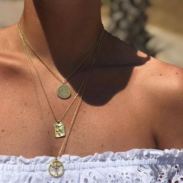 chains necklace for women fashion vintage boho multilevel gold color human head coin pendant necklaces thick chain jewelry, Silver
chains necklace for women fashion vintage boho multilevel gold color human head coin pendant necklaces thick chain jewelry, Silver
