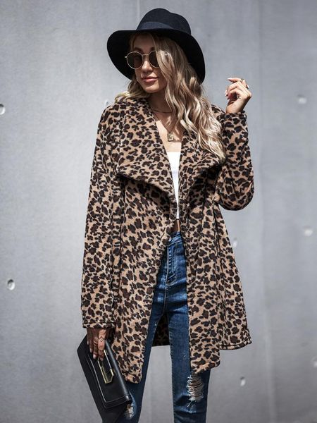women's wool & blends leopard winter womens coats lapel neck faux fur long woman jackets fashion loose female outerwear, Black
women's wool & blends leopard winter womens coats lapel neck faux fur long woman jackets fashion loose female outerwear, Black