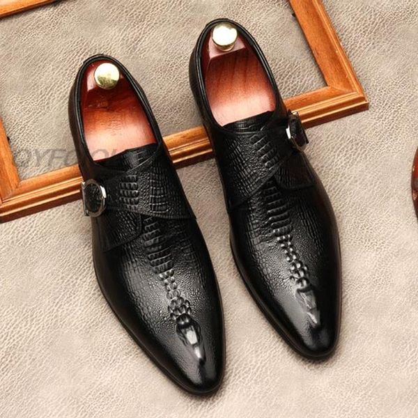 mens business pointed toe shoes genuine leather wedding dress loafers black luxury monk strap buckle formal men crocodile shoes
mens business pointed toe shoes genuine leather wedding dress loafers black luxury monk strap buckle formal men crocodile shoes