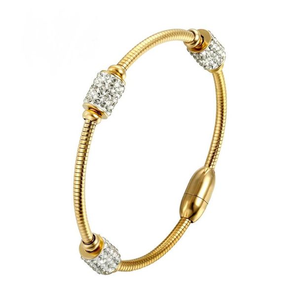 bangle borasi stainless steel bracelet surface three oval crystals cubic zircon gold color charm for women, Black
bangle borasi stainless steel bracelet surface three oval crystals cubic zircon gold color charm for women, Black