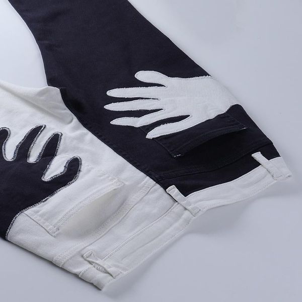 women's jeans y2k punk denim trousers asymmetrical stitching palm art pants casual flare trouser, Blue
women's jeans y2k punk denim trousers asymmetrical stitching palm art pants casual flare trouser, Blue