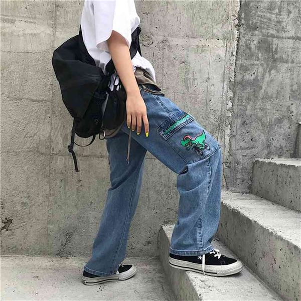 women's jeans dinosaur printing streetwear high waist wide leg pants boyfriend baggy harajuku straight denim trouser 210922, Blue
women's jeans dinosaur printing streetwear high waist wide leg pants boyfriend baggy harajuku straight denim trouser 210922, Blue
