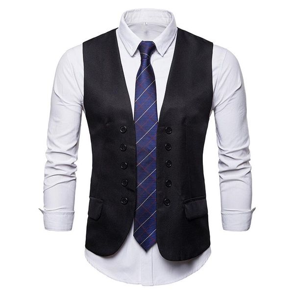 men's vests brand waistcoat gilet homme double breasted vest men 2021 slim fit solid color black suit dress for business chalecos, Black;white
men's vests brand waistcoat gilet homme double breasted vest men 2021 slim fit solid color black suit dress for business chalecos, Black;white