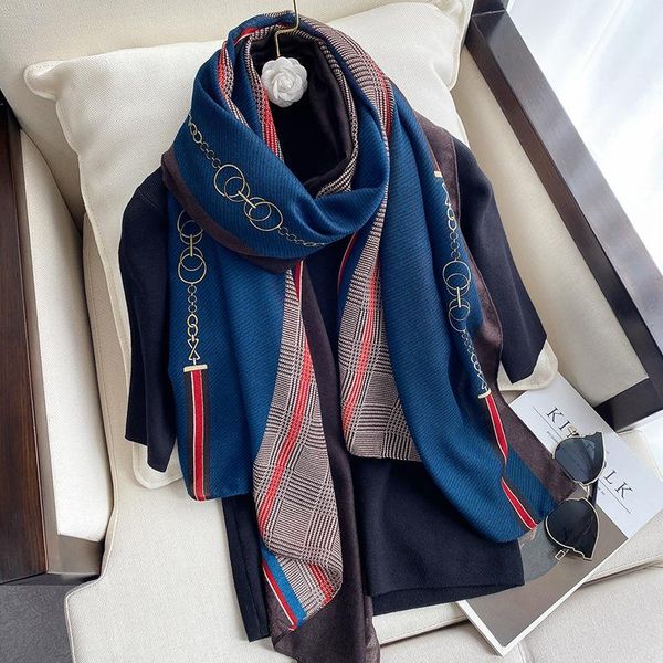 scarves 2021 design brand women scarf fashion print cotton spring winter warm hijab lady pashmina foulard female bufanda, Blue;gray