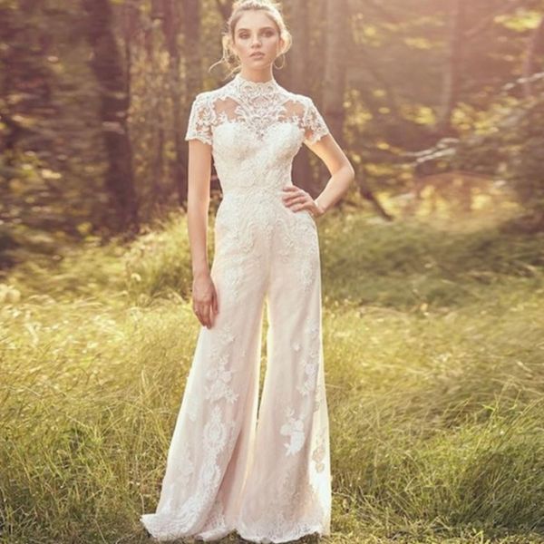 elegant lace jumpsuits wedding dresses bride formal reception gowns vintage customize pants suit wedding bridal dress pockets short sleeve h, White
elegant lace jumpsuits wedding dresses bride formal reception gowns vintage customize pants suit wedding bridal dress pockets short sleeve h, White