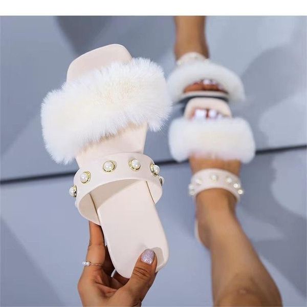 slippers spring and summer large leisure flat bottom solid color slipper fashion pearl hair sandals women's shoes, Black
slippers spring and summer large leisure flat bottom solid color slipper fashion pearl hair sandals women's shoes, Black