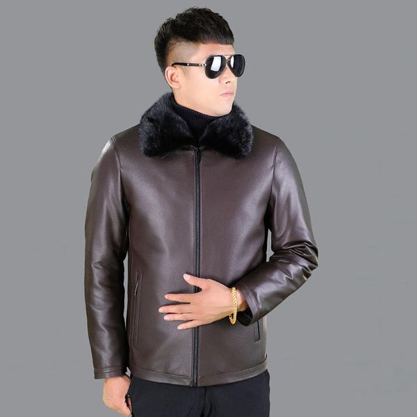 men's leather & faux first layer deerskin jacket genuine middle-aged short lapel detachable down, Black
men's leather & faux first layer deerskin jacket genuine middle-aged short lapel detachable down, Black