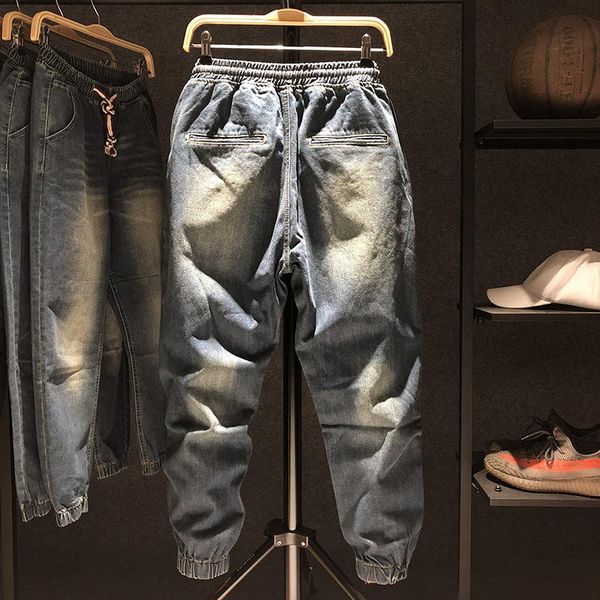 men's jeans autumn winter men street hip hop harem pants plus size loose fit elastic waist denim trousers casual ankle-length, Blue
men's jeans autumn winter men street hip hop harem pants plus size loose fit elastic waist denim trousers casual ankle-length, Blue