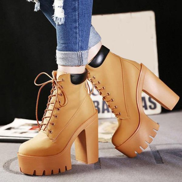 platform ankle boots women autumn lace up thick high heel ladi woman fashion sho women's casual footwear, Black
platform ankle boots women autumn lace up thick high heel ladi woman fashion sho women's casual footwear, Black