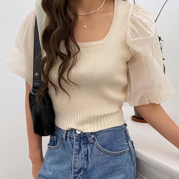 women's t-shirt zcsmll vintage slimming square collar lace female exposed clavicle mesh puff sleeve women korean 2022 spring summer, White
women's t-shirt zcsmll vintage slimming square collar lace female exposed clavicle mesh puff sleeve women korean 2022 spring summer, White