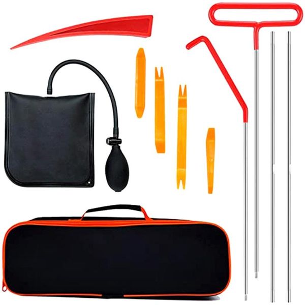 full professional automotive tool kit with long reach grabber air wedge bag pump non marring for car hand sets 
full professional automotive tool kit with long reach grabber air wedge bag pump non marring for car hand sets