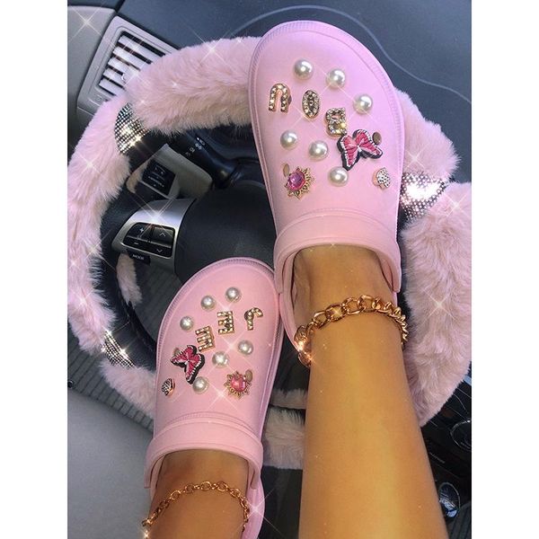 slippers 2021 summer fashion pearl letter decoration baotou hole shoes outdoor mid-heel platform women's, Black
slippers 2021 summer fashion pearl letter decoration baotou hole shoes outdoor mid-heel platform women's, Black