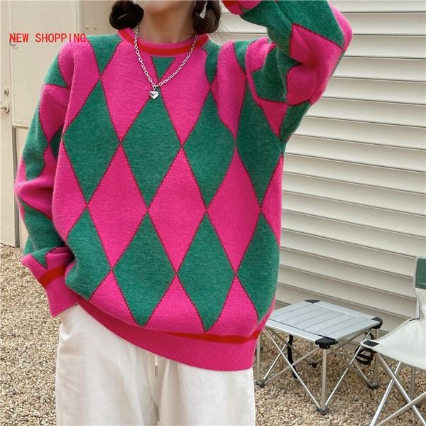 women's sweaters sweet autumn winter women geometric pattern argyle pullovers loose oversized o-neck knitted woman jumper mujer, White;black
women's sweaters sweet autumn winter women geometric pattern argyle pullovers loose oversized o-neck knitted woman jumper mujer, White;black