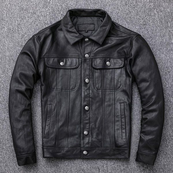 men's leather & faux 2022 genuine jacket men short sheepskin lapel denim buckle slim fit motorcycle biker coat, Black
men's leather & faux 2022 genuine jacket men short sheepskin lapel denim buckle slim fit motorcycle biker coat, Black