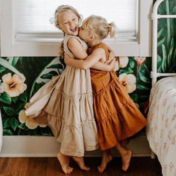girl's dresses baby girl clothes summer solid girls dress toddler kids casual cotton linen sleeveless princess, Red;yellow
girl's dresses baby girl clothes summer solid girls dress toddler kids casual cotton linen sleeveless princess, Red;yellow