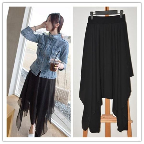 women's leggings 2021 spring and autumn plus size chiffon dance skirt pants bottoming thin trendy irregular, Black
women's leggings 2021 spring and autumn plus size chiffon dance skirt pants bottoming thin trendy irregular, Black