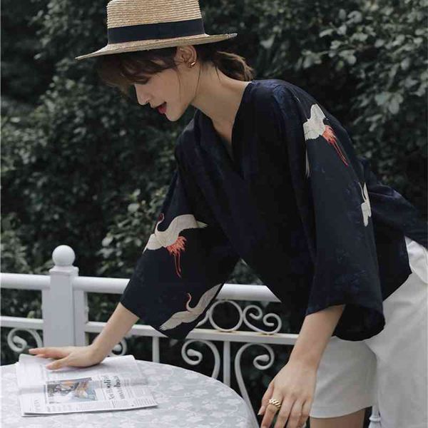 women's knits & tees ukiyoe crane print summer blouse women and blouses vintage chiffon loose japanese v neck female ridm, White
women's knits & tees ukiyoe crane print summer blouse women and blouses vintage chiffon loose japanese v neck female ridm, White